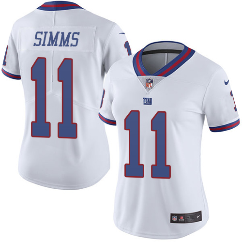 Women's Limited Phil Simms Nike Jersey White - #11 Rush NFL New York Giants